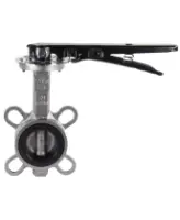 Затвор дисковый поворотный DN.ru WBV3232N-2W-Fb-H Ду50 Ру16 межфланцевый, корпус - нержавеющая сталь 316L, диск - нержавеющая сталь 316L, уплотнение - NBR, с рукояткой, квадрат 9х9, F05