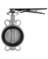 Затвор дисковый поворотный DN.ru WBV3232N-2W-Fb-H Ду125 Ру16 межфланцевый, корпус - нержавеющая сталь 316L, диск - нержавеющая сталь 316L, уплотнение - NBR, с рукояткой, квадрат 14х14, F07