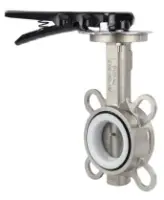Затвор дисковый поворотный DN.ru WBV3232P-2W-Fb-H Ду40 Ру16 межфланцевый, корпус - нержавеющая сталь 316L, диск - нержавеющая сталь 316L, уплотнение - PTFE, с рукояткой, квадрат 9х9, F05