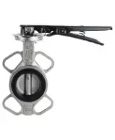 Затвор дисковый поворотный DN.ru WBV3232N-2W-Fb-H Ду65 Ру16 межфланцевый, корпус - нержавеющая сталь 316L, диск - нержавеющая сталь 316L, уплотнение - NBR, с рукояткой, квадрат 9х9, F05